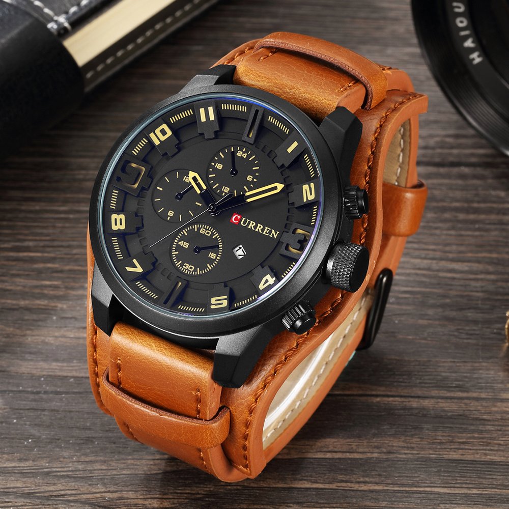 Foto 3 pulgar | Venta Internacional - Reloj Curren Simulation Con Cronógrafo Militar De Piel Para Hombre