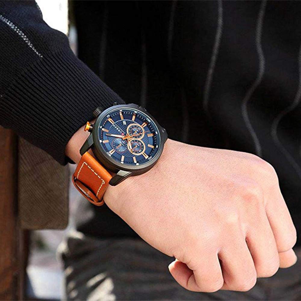 Foto 3 pulgar | Venta Internacional - Reloj Gosasa, Cronógrafo Deportivo, Cuarzo, Cuero Marrón, Para Hombre