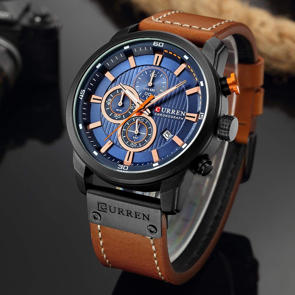Foto 4 pulgar | Venta Internacional - Reloj Gosasa, Cronógrafo Deportivo, Cuarzo, Cuero Marrón, Para Hombre