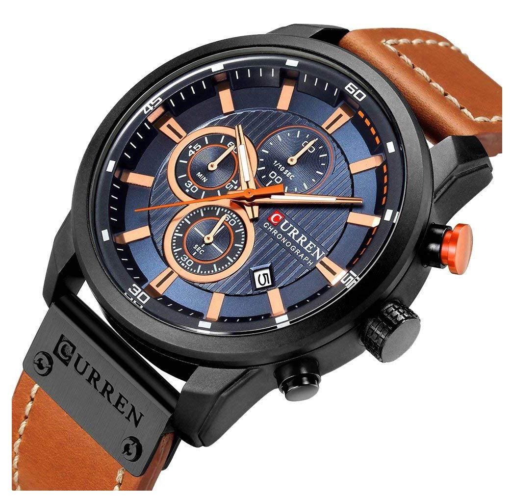 Foto 7 pulgar | Venta Internacional - Reloj Gosasa, Cronógrafo Deportivo, Cuarzo, Cuero Marrón, Para Hombre