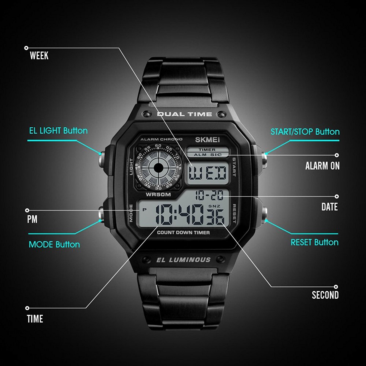 Foto 6 pulgar | Venta Internacional - Funda Cuadrada Watch Carlien Fashion Para Hombre, Deportes Al Aire Libre