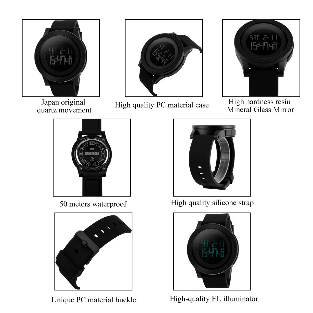 Foto 7 pulgar | Venta Internacional - Reloj Joysae Digital Fashion Con Esfera Grande, Impermeable, Negro