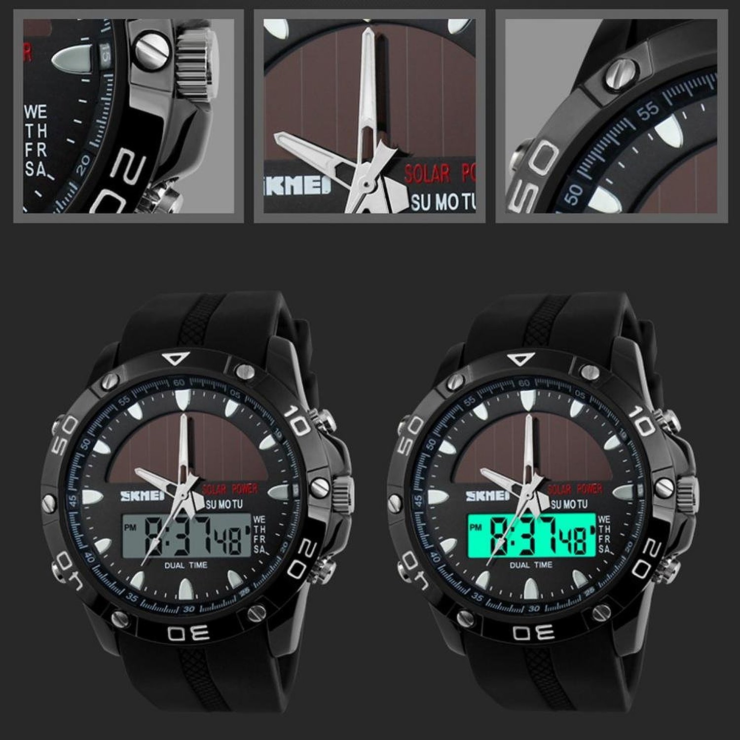 Foto 8 pulgar | Venta Internacional - Reloj De Pulsera Deportivo Carlien Solar, 50 M, Resistente Al Agua