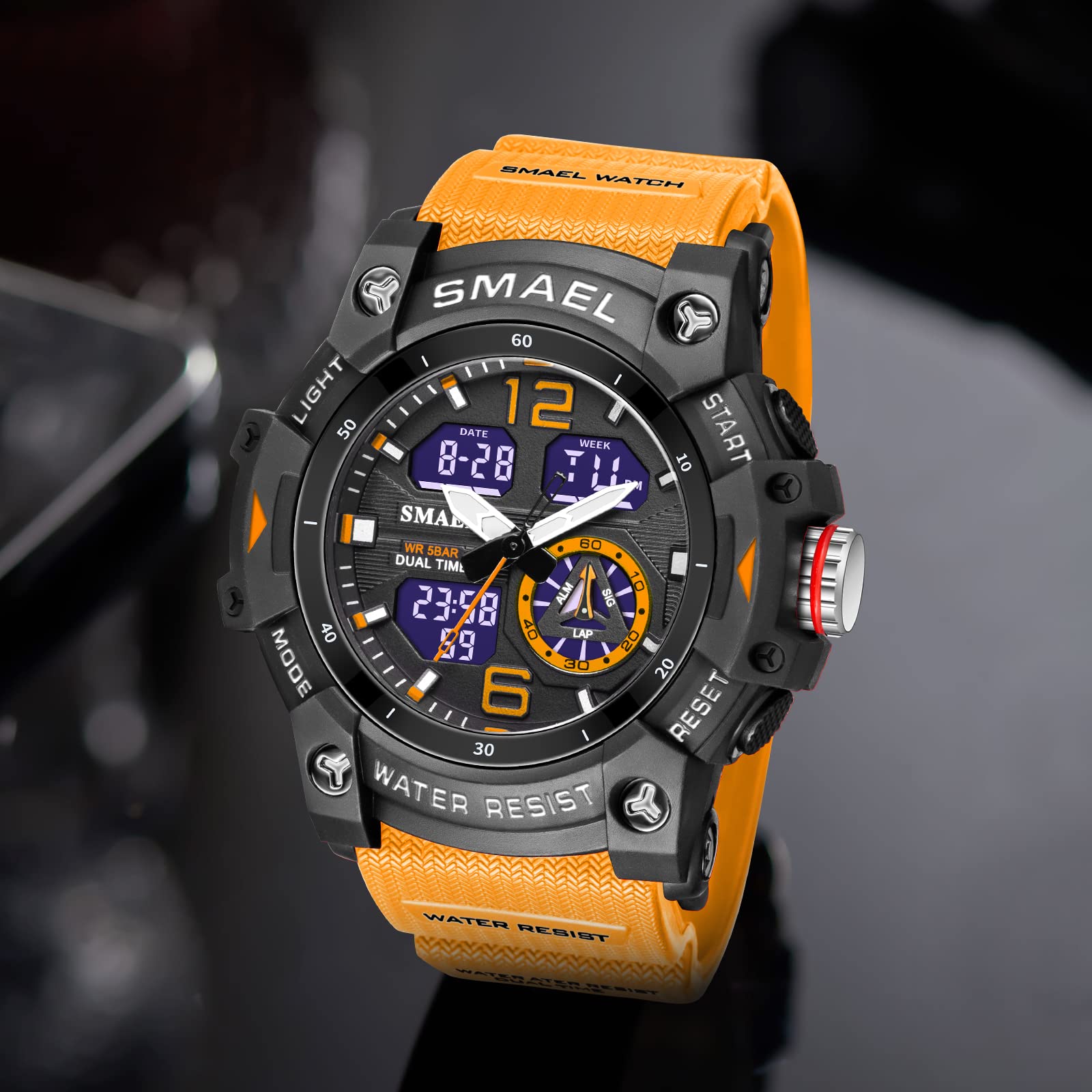Foto 3 pulgar | Venta Internacional - Reloj Deportivo Smael 8007 De Cuarzo Con Doble Movimiento Para Hombre, Color Naranja