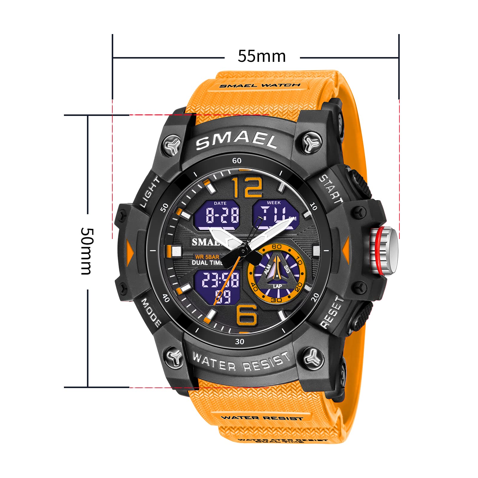 Foto 4 pulgar | Venta Internacional - Reloj Deportivo Smael 8007 De Cuarzo Con Doble Movimiento Para Hombre, Color Naranja