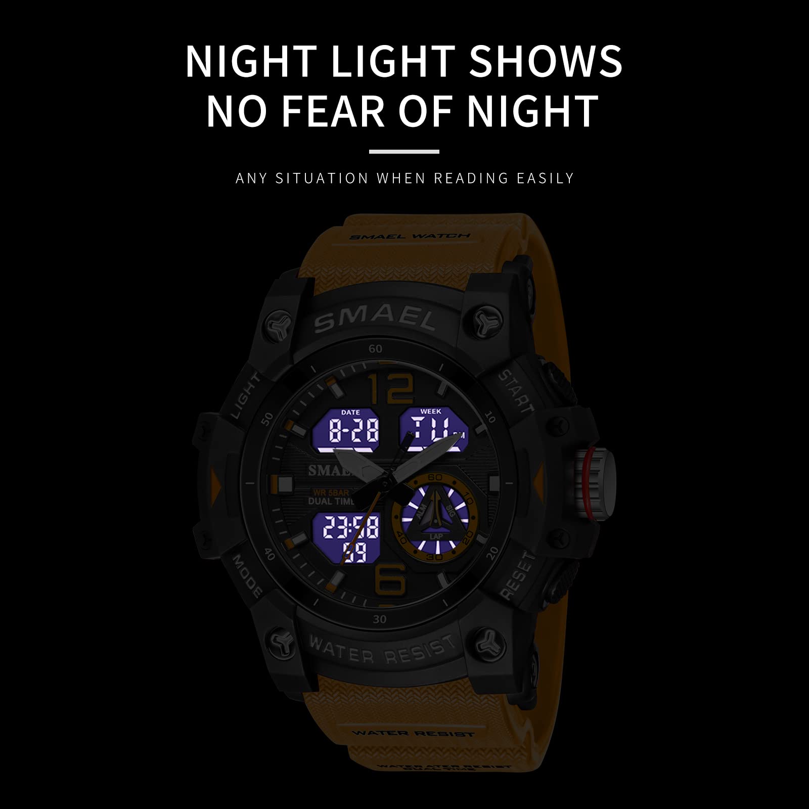 Foto 8 pulgar | Venta Internacional - Reloj Deportivo Smael 8007 De Cuarzo Con Doble Movimiento Para Hombre, Color Naranja