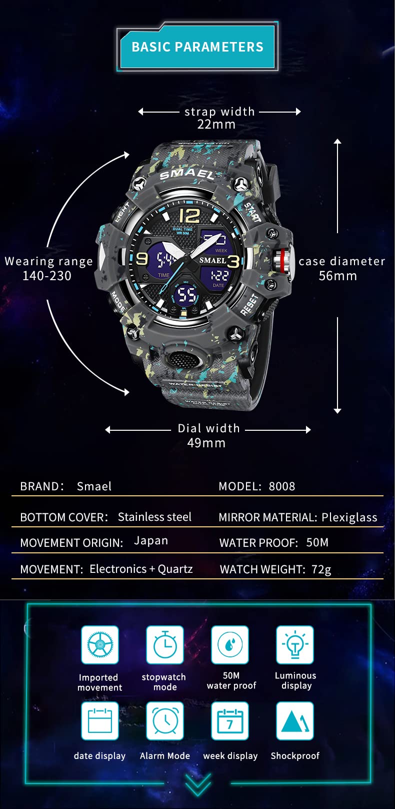 Foto 2 | Venta Internacional - Reloj Hooshu Para Hombre, Analógico, Con Doble Pantalla, Para Deportes Al Aire Libre