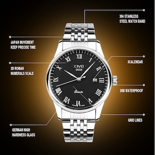 Foto 6 | Venta Internacional - Calendario De Fechas Watch Civo Luxury A Prueba De Agua Para Hombre