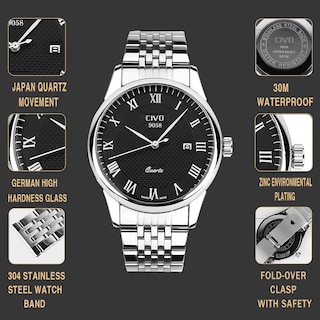 Foto 7 | Venta Internacional - Calendario De Fechas Watch Civo Luxury A Prueba De Agua Para Hombre
