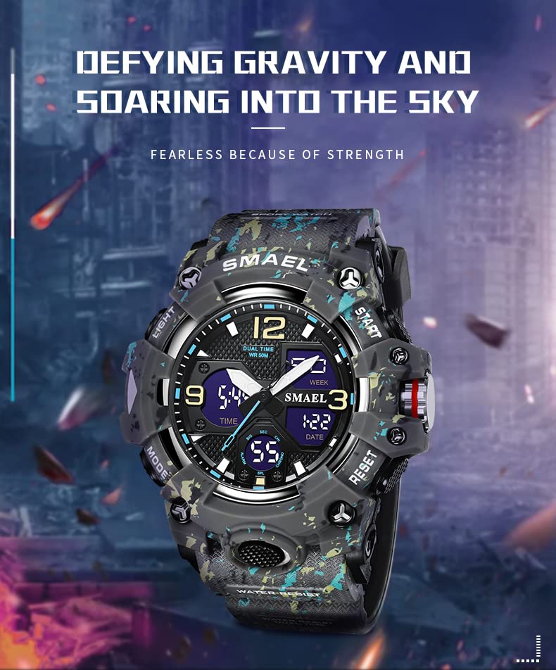 Foto 8 pulgar | Venta Internacional - Reloj Hooshu Analógico Doble Pantalla Impermeable Camuflaje Verde para Hombre