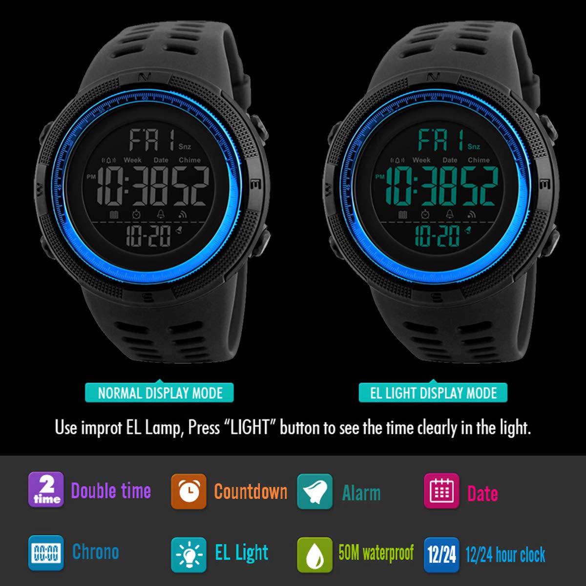 Foto 8 pulgar | Venta Internacional - Pantalla Led Digital Watch Xiifx De Cara Grande A Prueba De Agua Para Niños