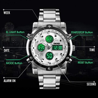 Foto 2 | Venta Internacional - Reloj De Pulsera Skmei Analógico Digital Para Hombre De Acero Inoxidable