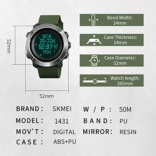 Foto 7 | Venta Internacional - Reloj Deportivo Digital Skmei Para Hombre Con Brújula, Resistente Al Agua, 50 M