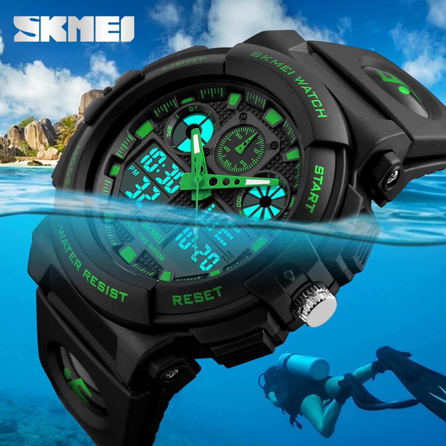 Foto 6 | Venta Internacional - Reloj Gosasa Shock Para Hombre, Para Deportes Al Aire Libre, Led De Doble Hora, 50 M