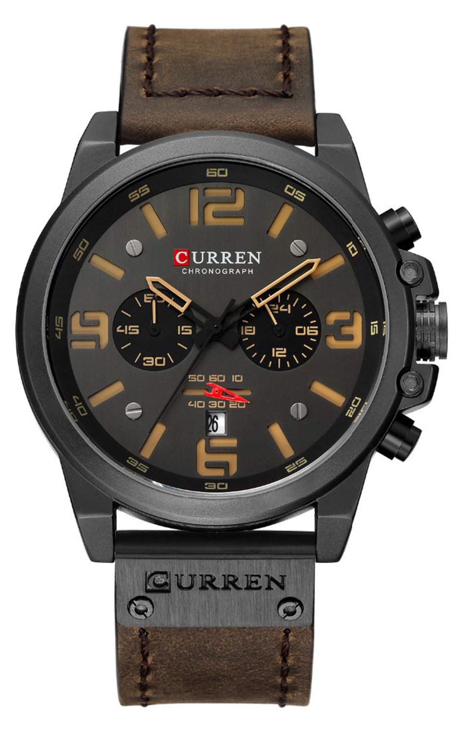 Foto 2 pulgar | Venta Internacional - Reloj Curren, Cronógrafo Marrón Oscuro, Tendencia De Moda Para Hombre