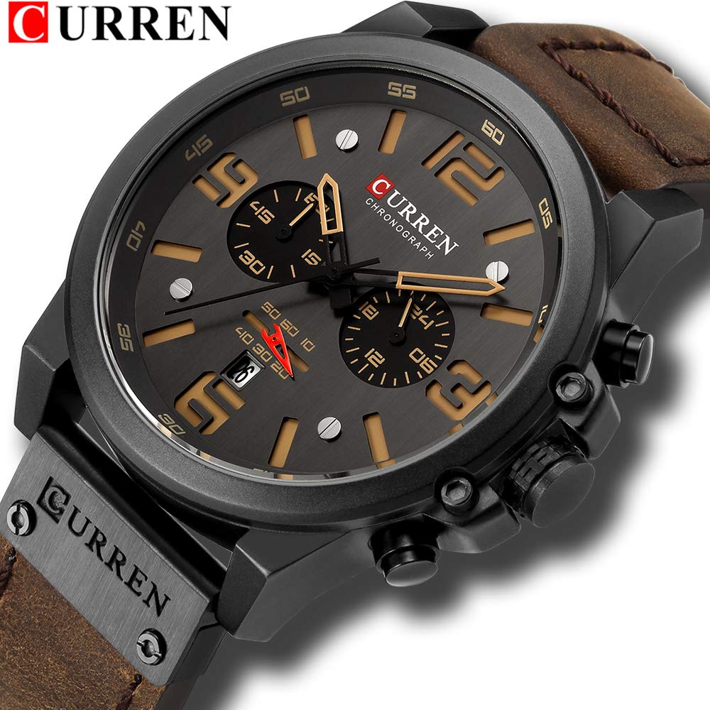 Foto 3 pulgar | Venta Internacional - Reloj Curren, Cronógrafo Marrón Oscuro, Tendencia De Moda Para Hombre