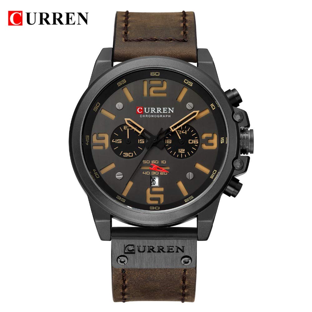 Foto 4 pulgar | Venta Internacional - Reloj Curren, Cronógrafo Marrón Oscuro, Tendencia De Moda Para Hombre