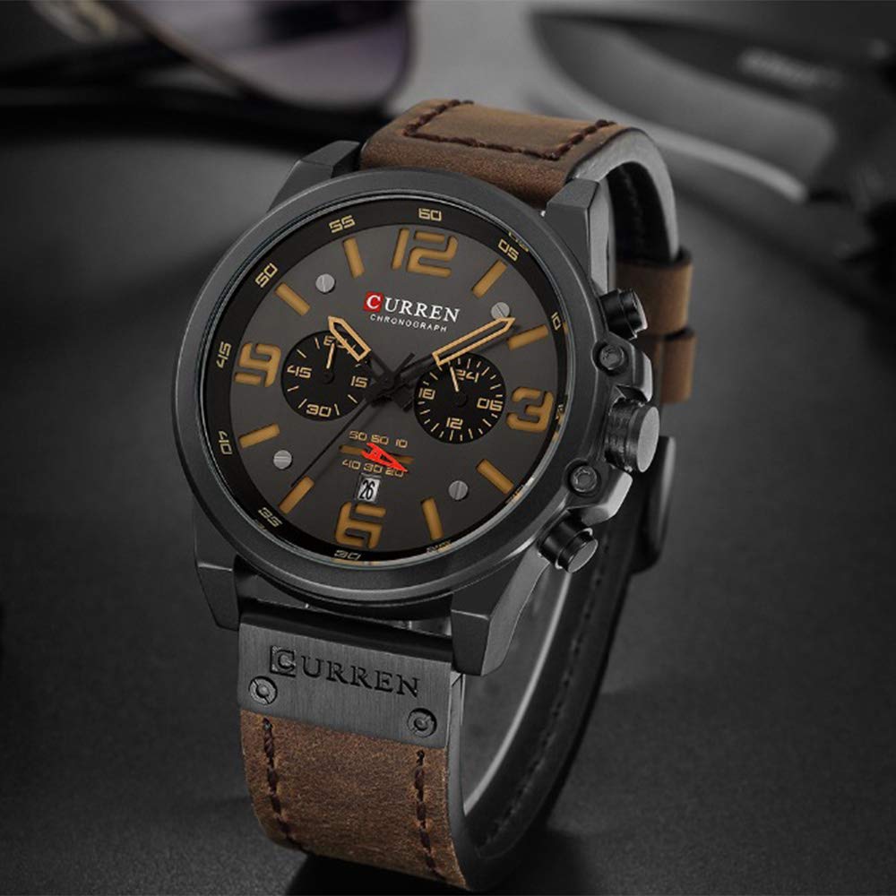 Foto 5 pulgar | Venta Internacional - Reloj Curren, Cronógrafo Marrón Oscuro, Tendencia De Moda Para Hombre