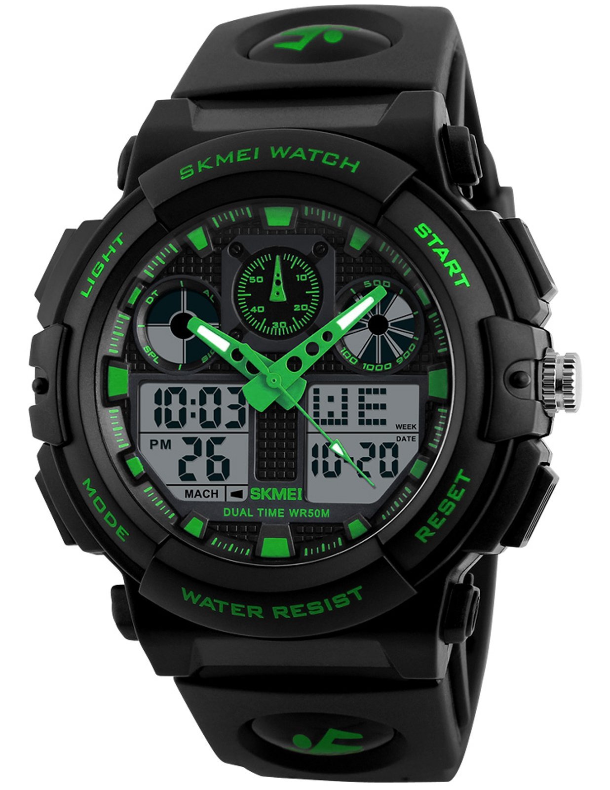 Foto 2 pulgar | Venta Internacional - Reloj De Pulsera Skmei Para Hombre, Negro Y Verde, Led, Impermeable, Deportivo