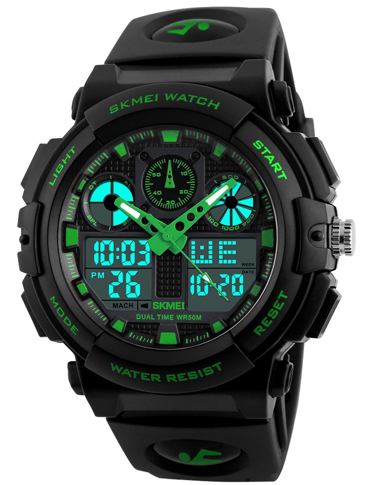 Foto 3 pulgar | Venta Internacional - Reloj De Pulsera Skmei Para Hombre, Negro Y Verde, Led, Impermeable, Deportivo