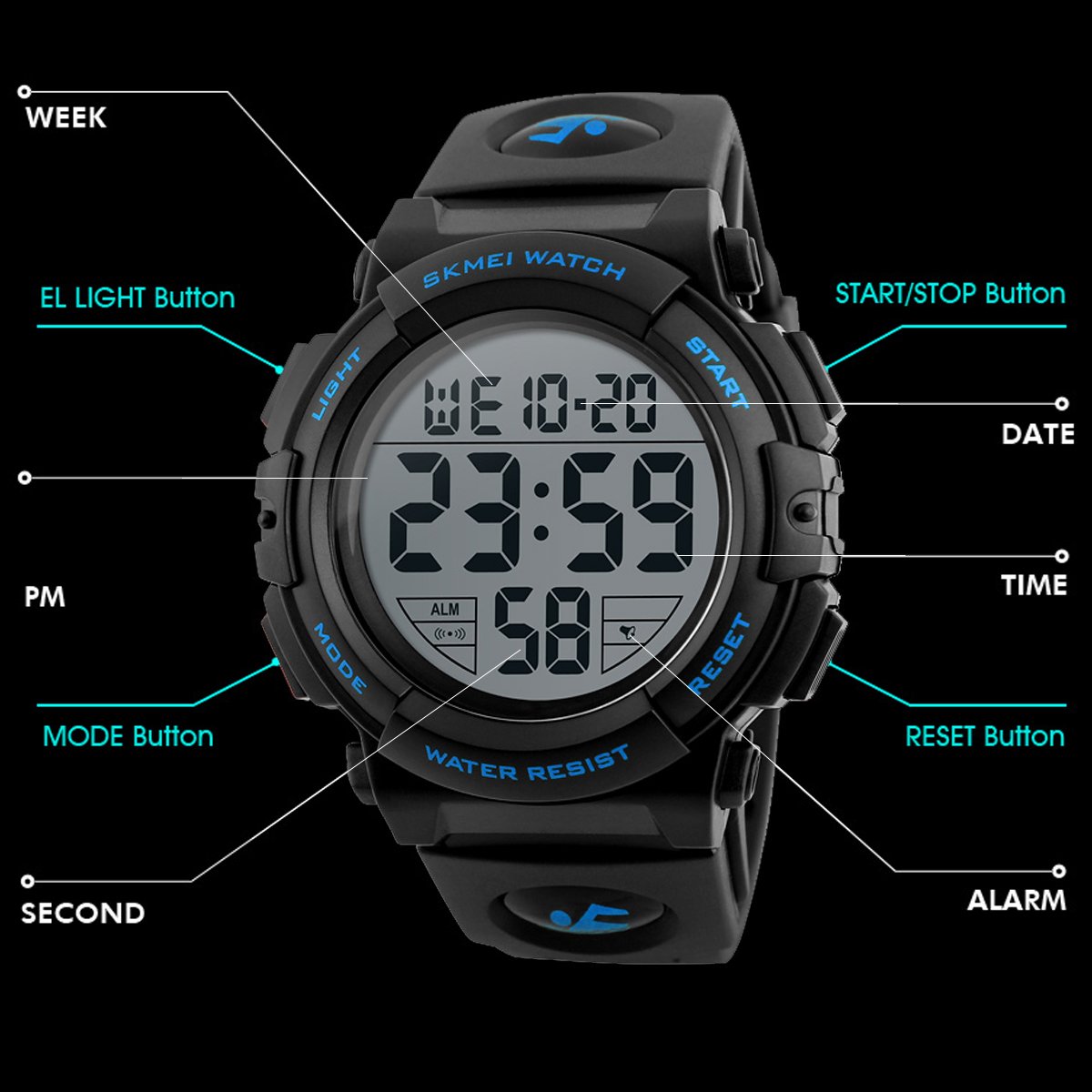 Foto 7 | Venta Internacional - Reloj Deportivo Beswlz Militar Digital Led Con Alarma Y Cronómetro Wate