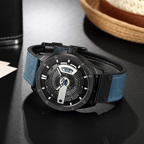 Foto 5 pulgar | Venta Internacional - Reloj Fanmis, Correa De Piel Para Hombre, Chapada En Negro, 30 M, Resistente Al Agua