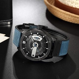 Foto 4 | Venta Internacional - Reloj Fanmis, Correa De Piel Para Hombre, Chapada En Negro, 30 M, Resistente Al Agua