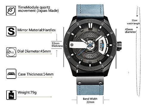 Foto 5 | Venta Internacional - Reloj Fanmis, Correa De Piel Para Hombre, Chapada En Negro, 30 M, Resistente Al Agua