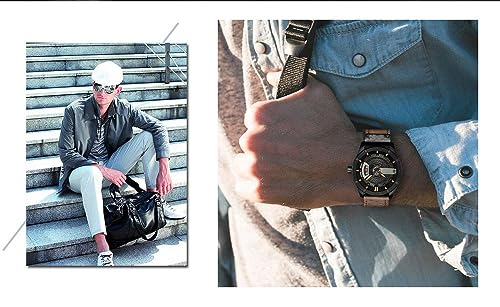 Foto 8 pulgar | Venta Internacional - Reloj Fanmis, Correa De Piel Para Hombre, Chapada En Negro, 30 M, Resistente Al Agua