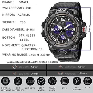Foto 6 | Venta Internacional - Reloj Smael Con Alarma Led Impermeable Para Hombre, Militar Y Exterior