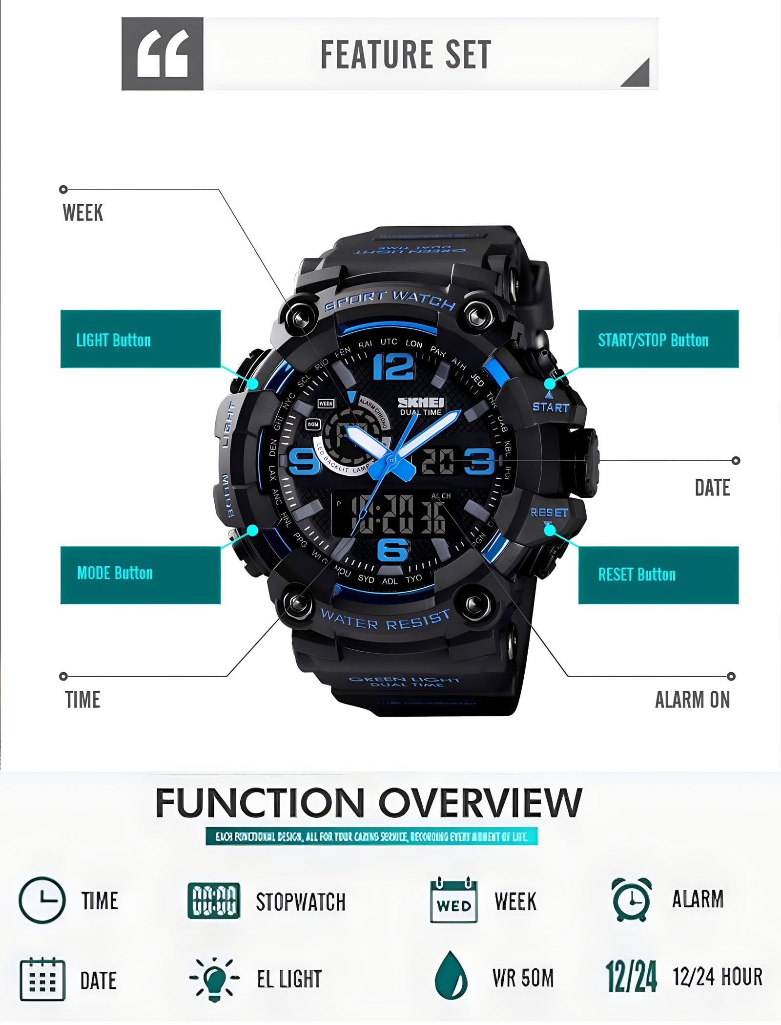 Foto 6 pulgar | Venta Internacional - Reloj Gosasa S-shock Led Impermeable Multifunción Para Hombre