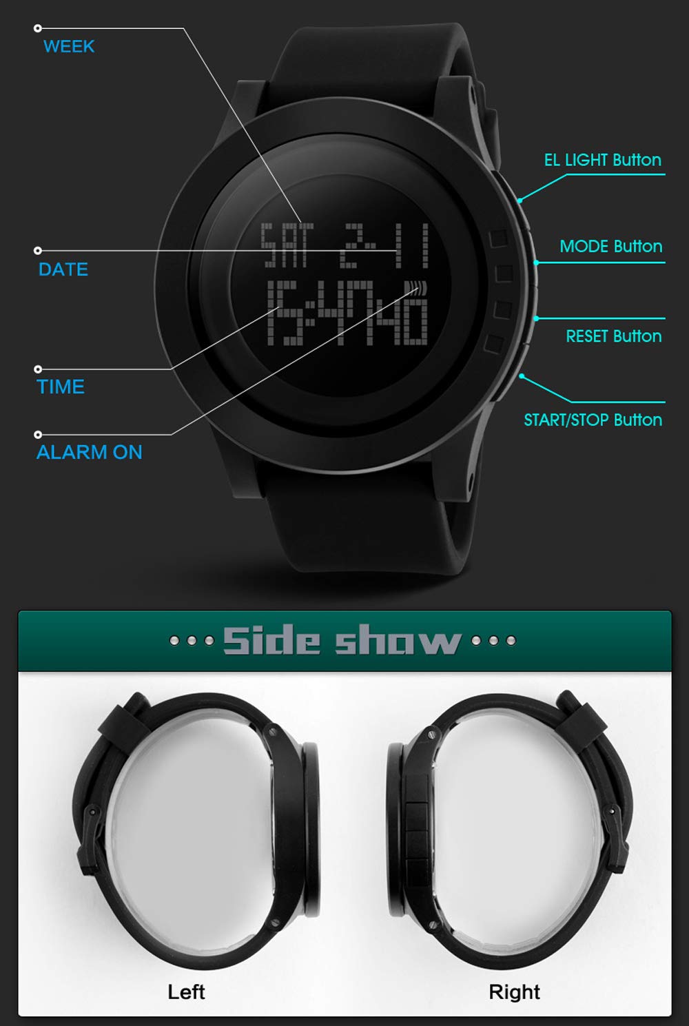 Foto 4 pulgar | Venta Internacional - Reloj De Pulsera Alcadan Digital Sports Con Pantalla Led Impermeable