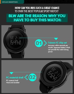 Foto 6 | Venta Internacional - Reloj De Pulsera Alcadan Digital Sports Con Pantalla Led Impermeable