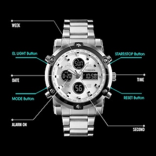 Foto 2 | Venta Internacional - Reloj Deportivo Tonshen Digital Analógico De Cuarzo Led De Acero Inoxidable