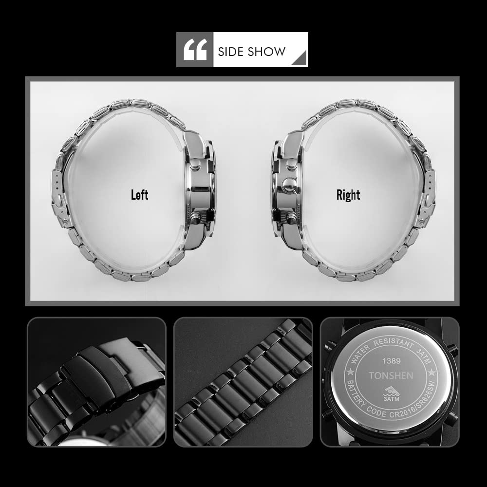 Foto 4 pulgar | Venta Internacional - Reloj Deportivo Tonshen Digital Analógico De Cuarzo Led De Acero Inoxidable