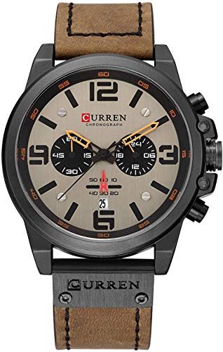 Venta Internacional - Reloj Mastop Para Hombre, Impermeable, 30 M, Con Fecha, 45 Mm, Funda De Piel