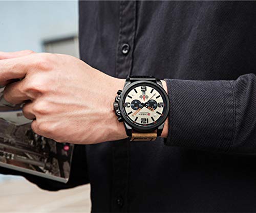 Foto 6 pulgar | Venta Internacional - Reloj Mastop Para Hombre, Impermeable, 30 M, Con Fecha, 45 Mm, Funda De Piel