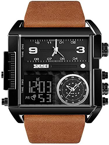 Venta Internacional - Reloj Skmei Con Retroiluminación Led Cuadrada Para Hombre Con Correa De Cuero