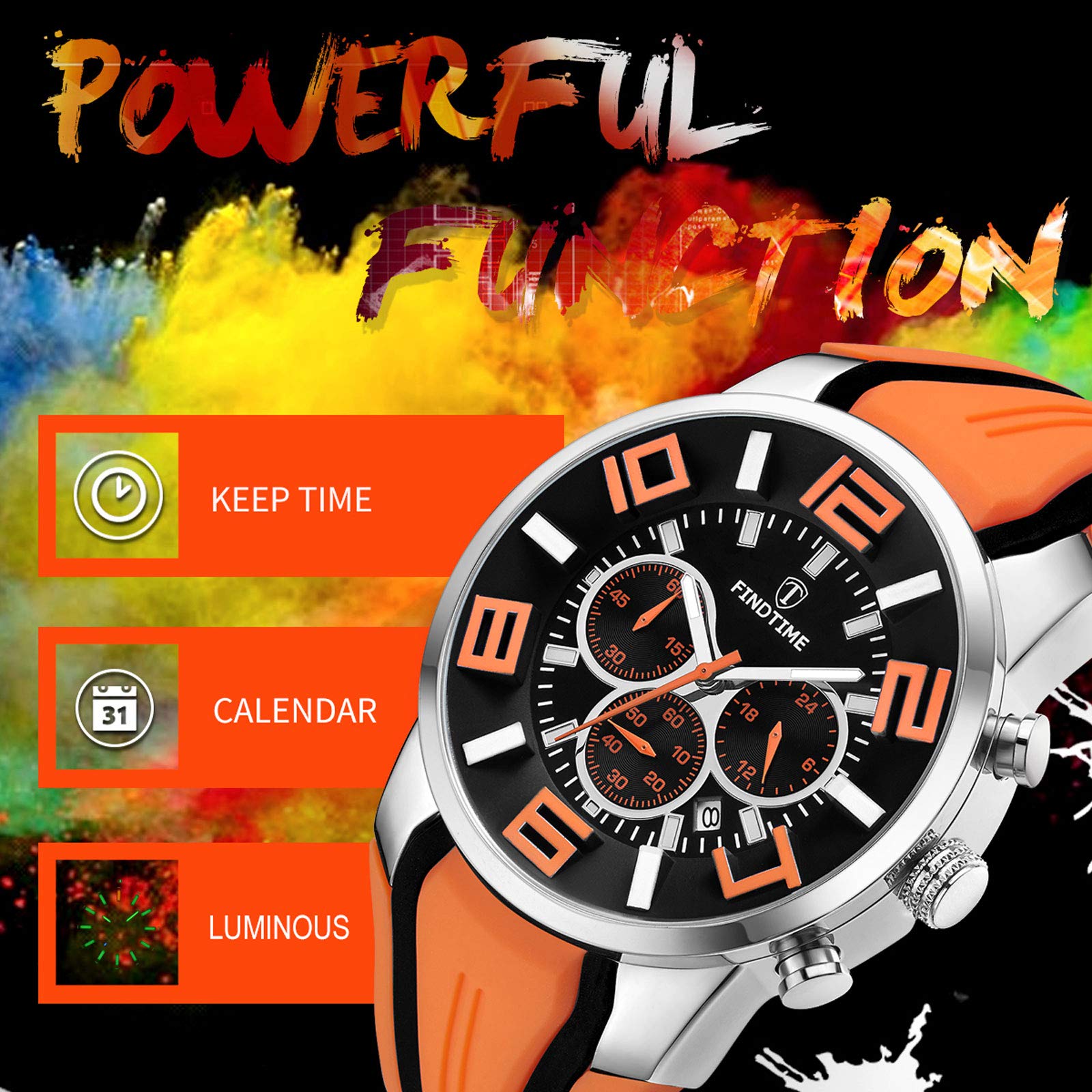 Foto 6 | Venta Internacional - Reloj Deportivo Findtime Findtime Orange Chronograph 3atm Waterp