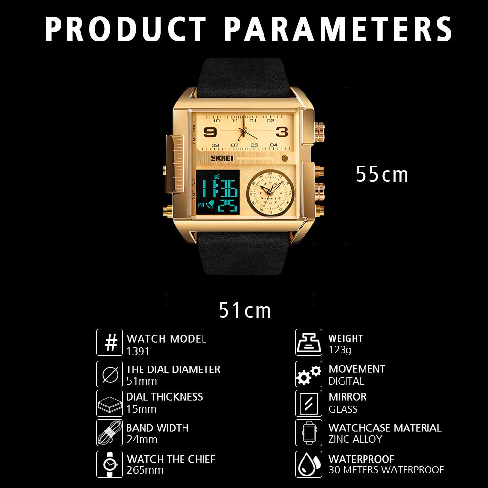 Foto 7 | Venta Internacional - Reloj Led Digital Deportivo Skmei, Cuadrado, Cara Grande, Analógico, Cuádruple