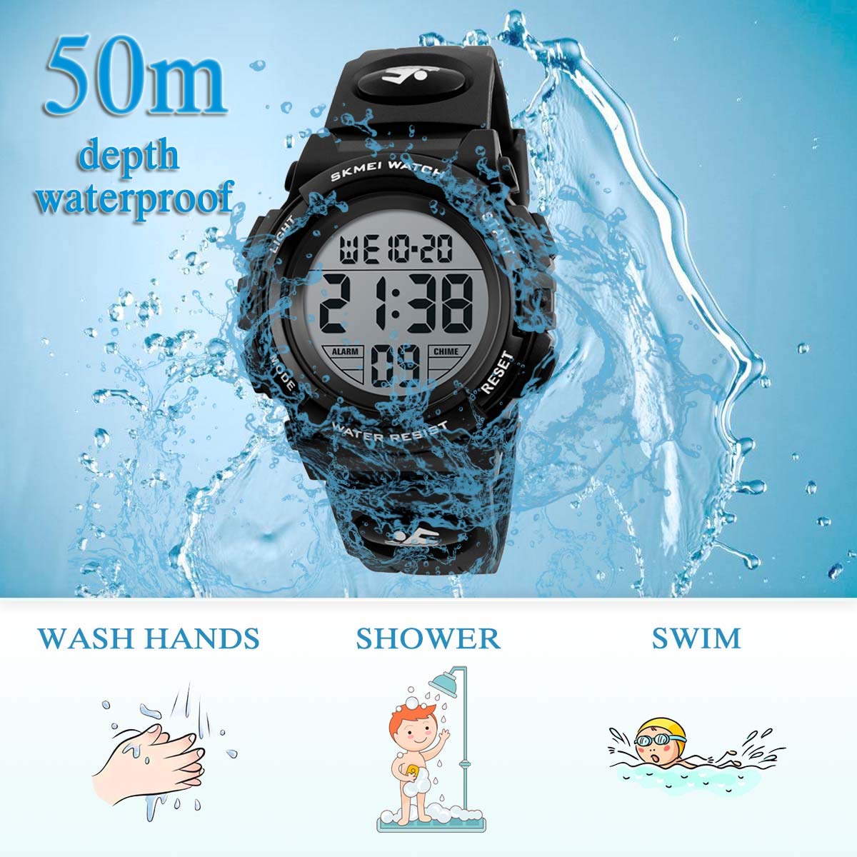 Foto 6 pulgar | Venta Internacional - Reloj Digital Afarer Impermeable Para Niños Con Cronómetro Con Alarma