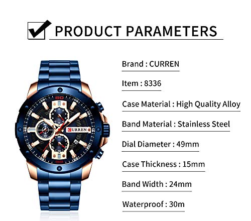 Foto 5 pulgar | Venta Internacional - Reloj Curren Quartz Luminous Fashion Sport Para Hombre, 30 M, Agua