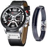 Venta Internacional - Reloj Curren, Cronógrafo De Piel Y Cuarzo Para Hombre Y Pulsera