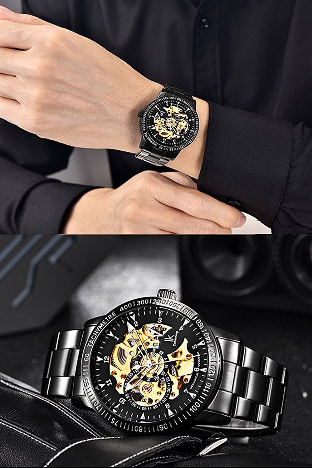 Foto 4 | Venta Internacional - Reloj Automático Mastop Luminous Skeleton De Acero Inoxidable Para Hombre