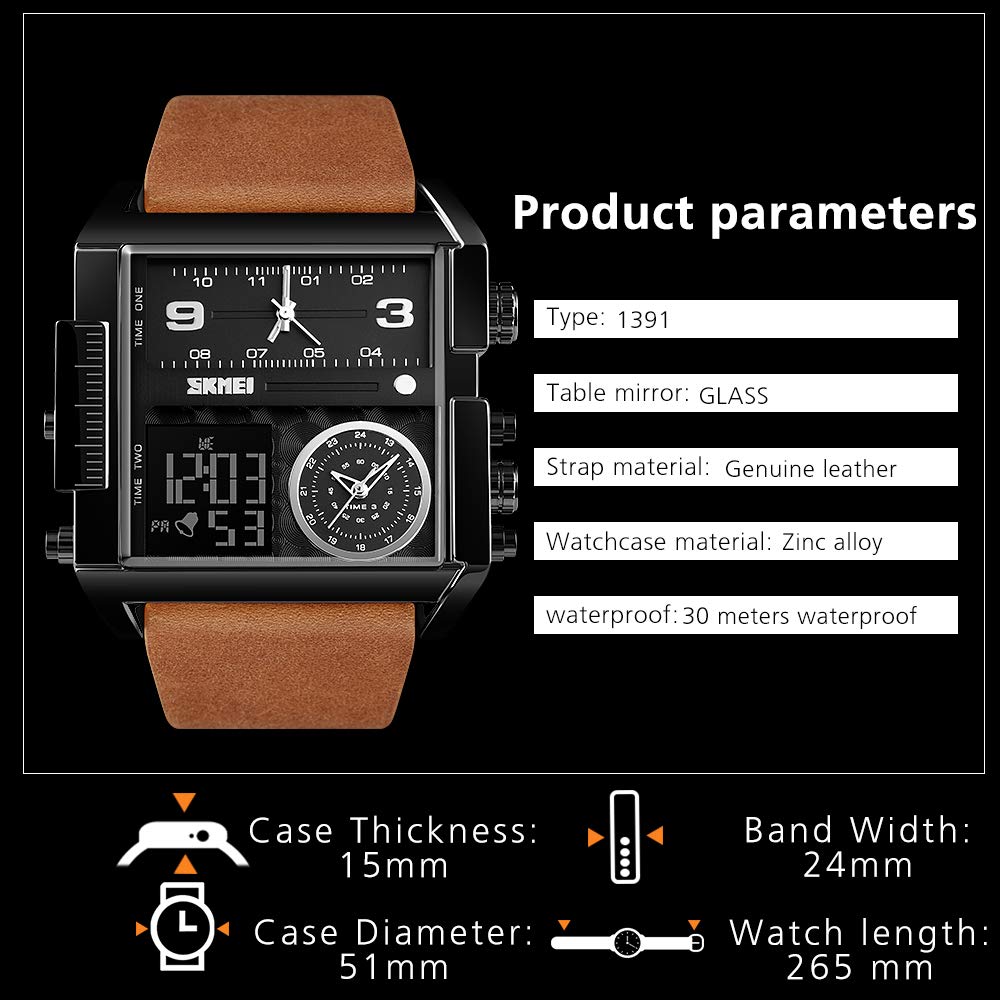 Foto 7 | Venta Internacional - Reloj Led Digital Deportivo Skmei, Cuadrado, Cara Grande, Analógico, Cuádruple