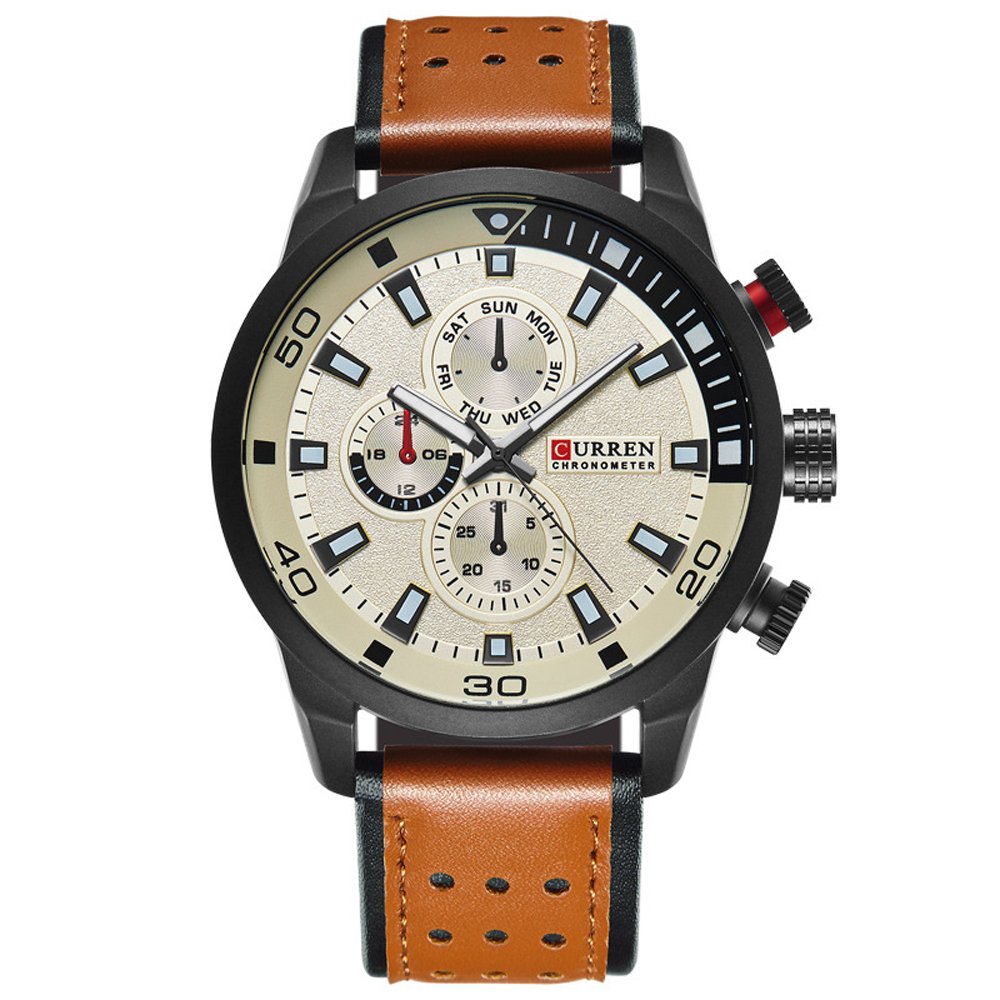 Foto 2 pulgar | Venta Internacional - Correa De Piel Impermeable Watch Curren Sports Para Hombre