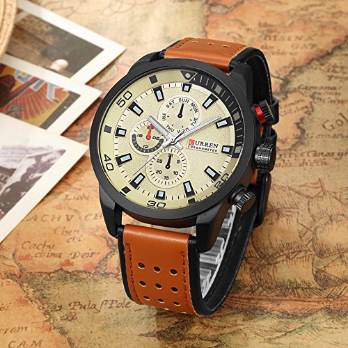 Foto 4 pulgar | Venta Internacional - Correa De Piel Impermeable Watch Curren Sports Para Hombre