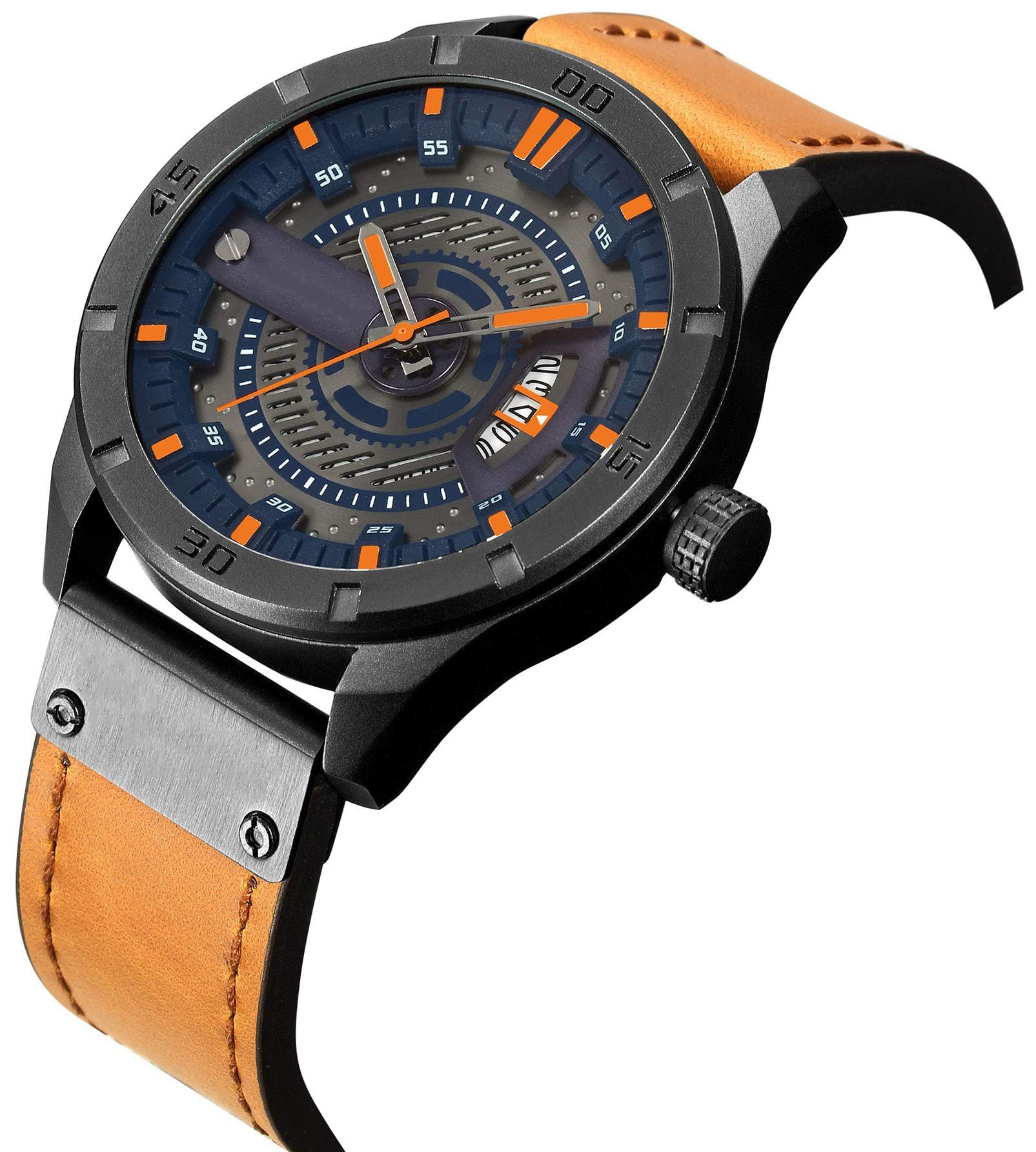 Foto 3 pulgar | Venta Internacional - Reloj Fanmis Con Correa De Piel Para Hombre Con Esfera Negra