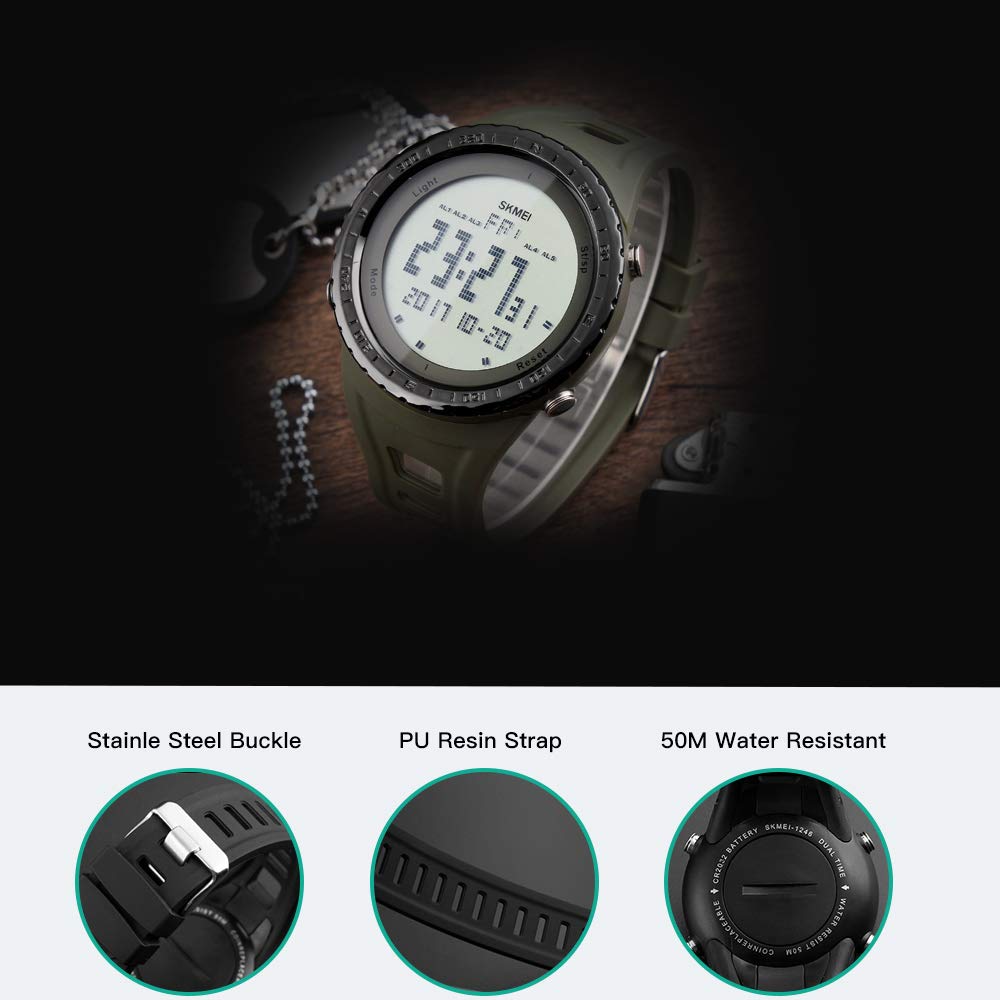 Foto 7 pulgar | Venta Internacional - Reloj Deportivo Skmei Para Hombre, Cronómetro Digital Impermeable, 50 M
