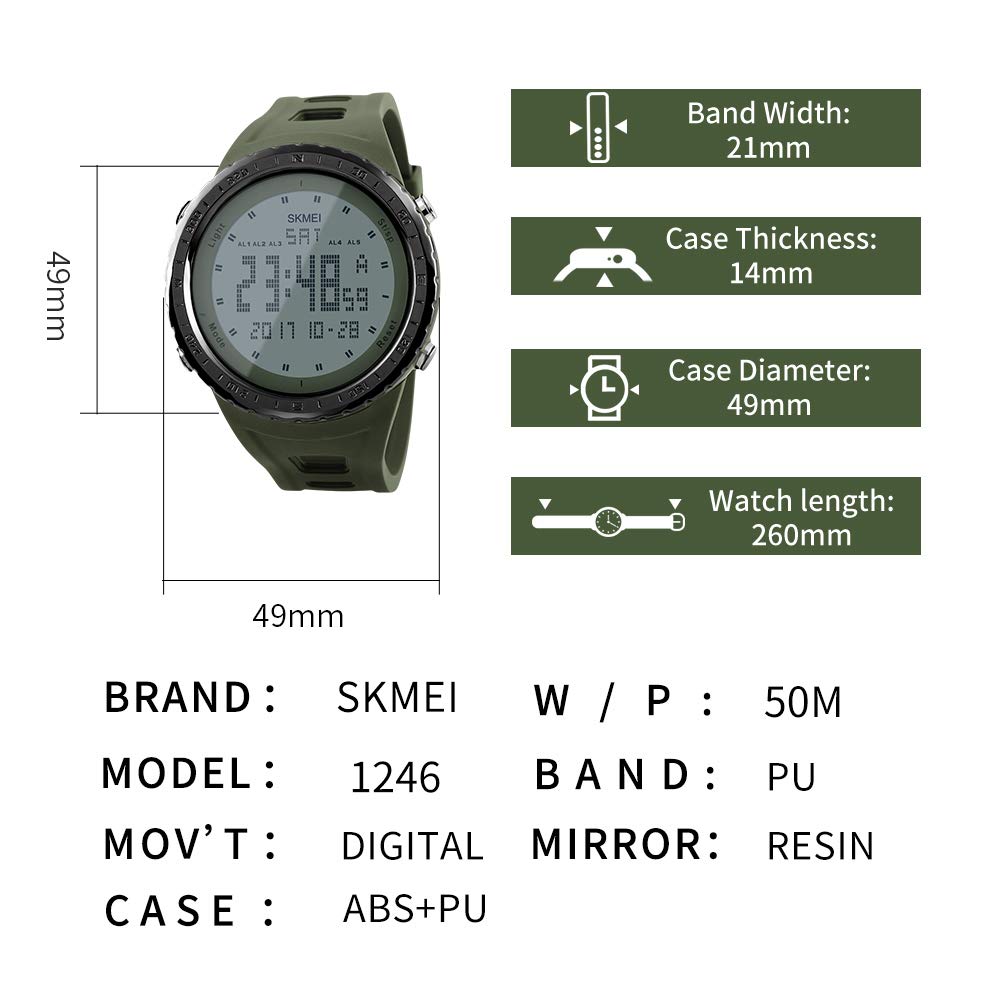 Foto 8 pulgar | Venta Internacional - Reloj Deportivo Skmei Para Hombre, Cronómetro Digital Impermeable, 50 M